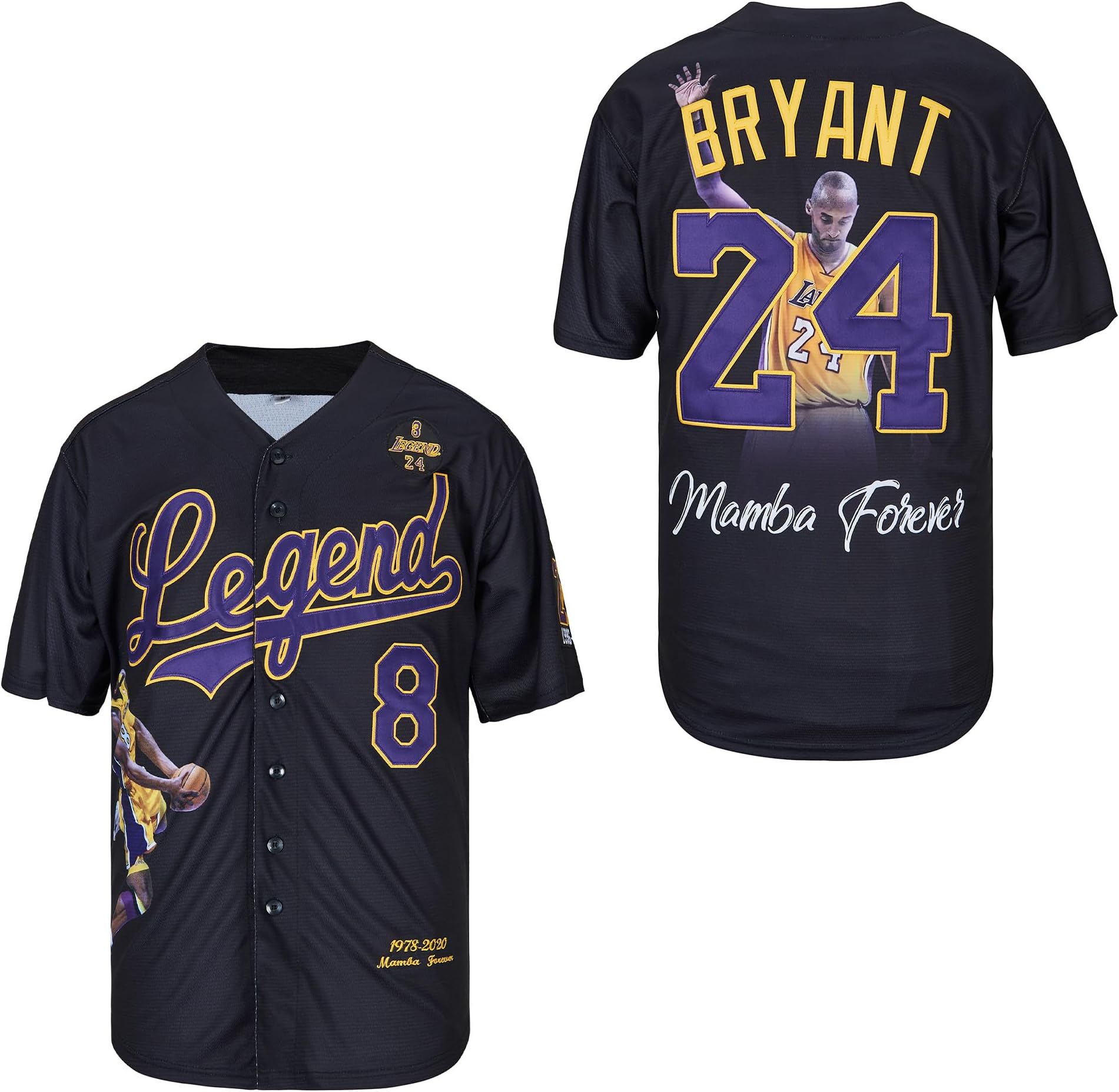 GOAYDEOMen 8 Legend 24 Forever Fashion Mens Baseball Jersey Stitched
