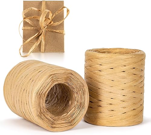 Sukh - Cintas de cuerda de papel para manualidades, cinta de rafia natural, cinta de papel de rafia, cordel para fiesta, lindo regalo de vacaciones,