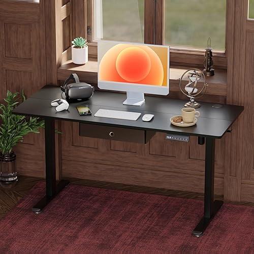 Miniatura 7 de LEVAGEDAMAI Escritorio de pie ajustable en altura con cajones, escritorio de pie para sentarse, escritorio ergonómico para computadora de 48