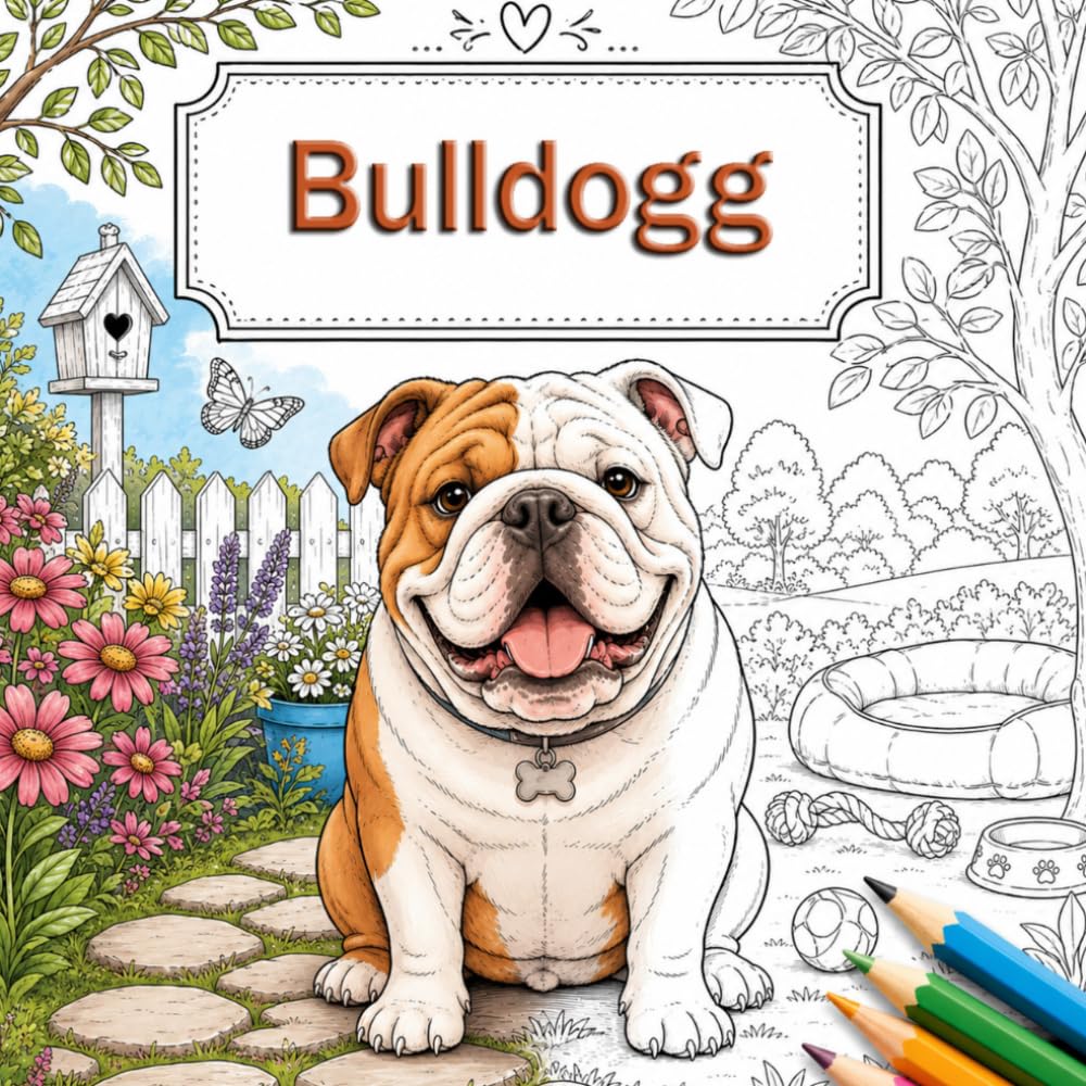 Bulldogg Värld: Avslappnande och kreativa målarbilder för hundälskare