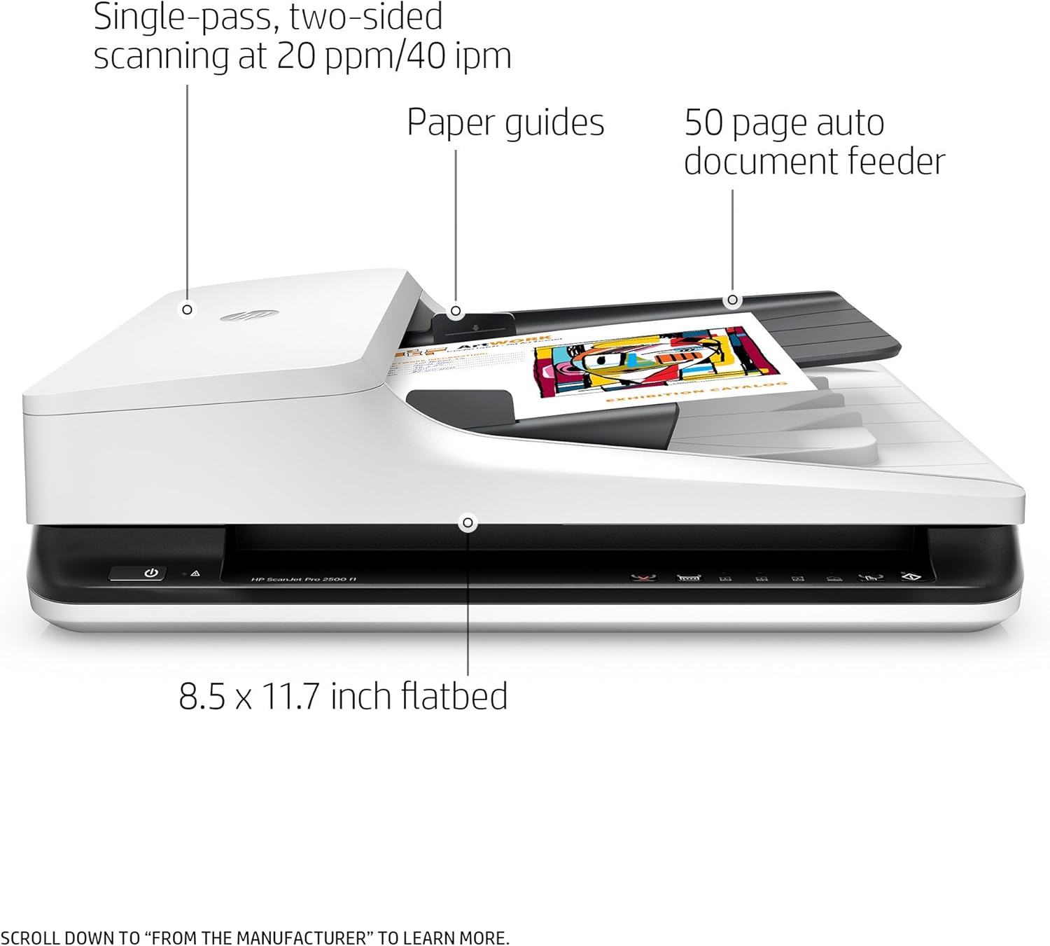 HP ScanJet Pro 2500 f1 Flatbed OCR Scanner (Renewed)