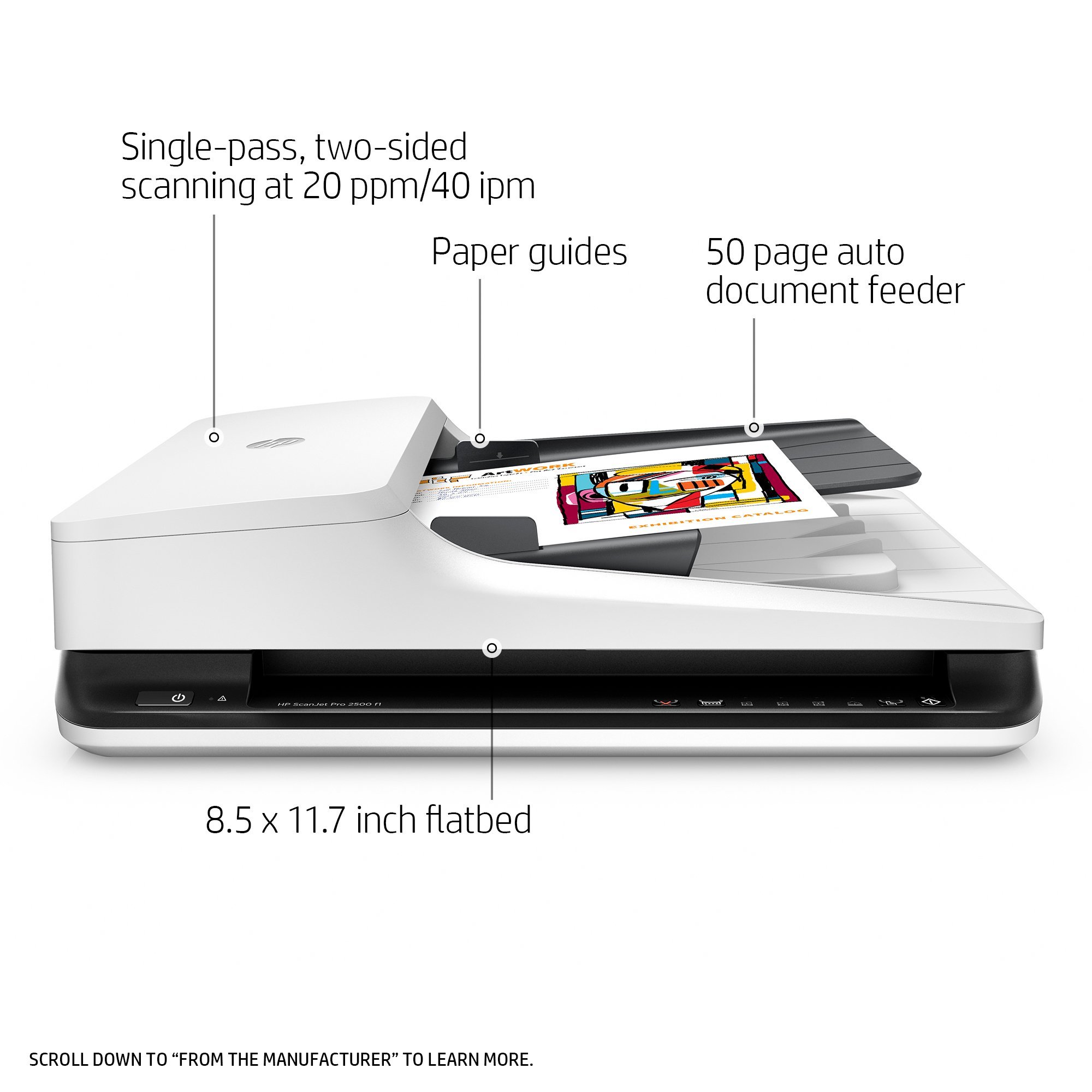 HP ScanJet Pro 2500 f1 Flatbed OCR Scanner (Renewed)