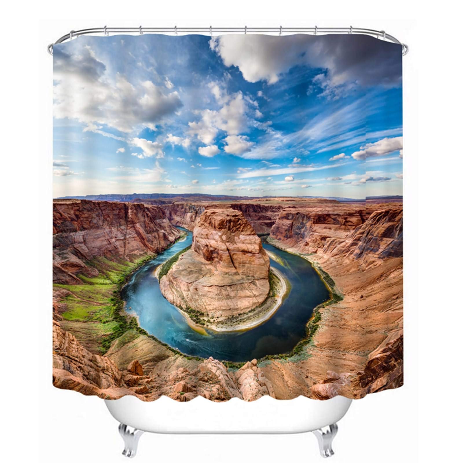 Rideau de douche japonais imperméable KnSam 120g motif 3d rivière valley 200x180