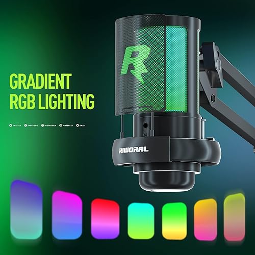 Miniatura 3 de Kit de micrófono para juegos USB para grabación, transmisión, podcast, micrófono de condensador con soporte de brazo de micrófono, filtro pop,