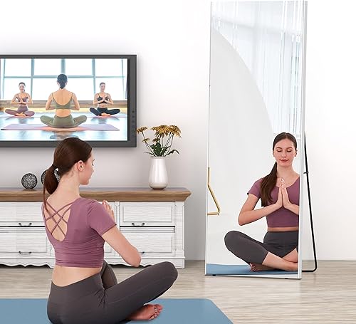 Miniatura 6 de brisafe Espejo de longitud completa, 71 x 24 pulgadas, espejo inastillable de longitud completa montado en la pared, espejo de pie para colgar o