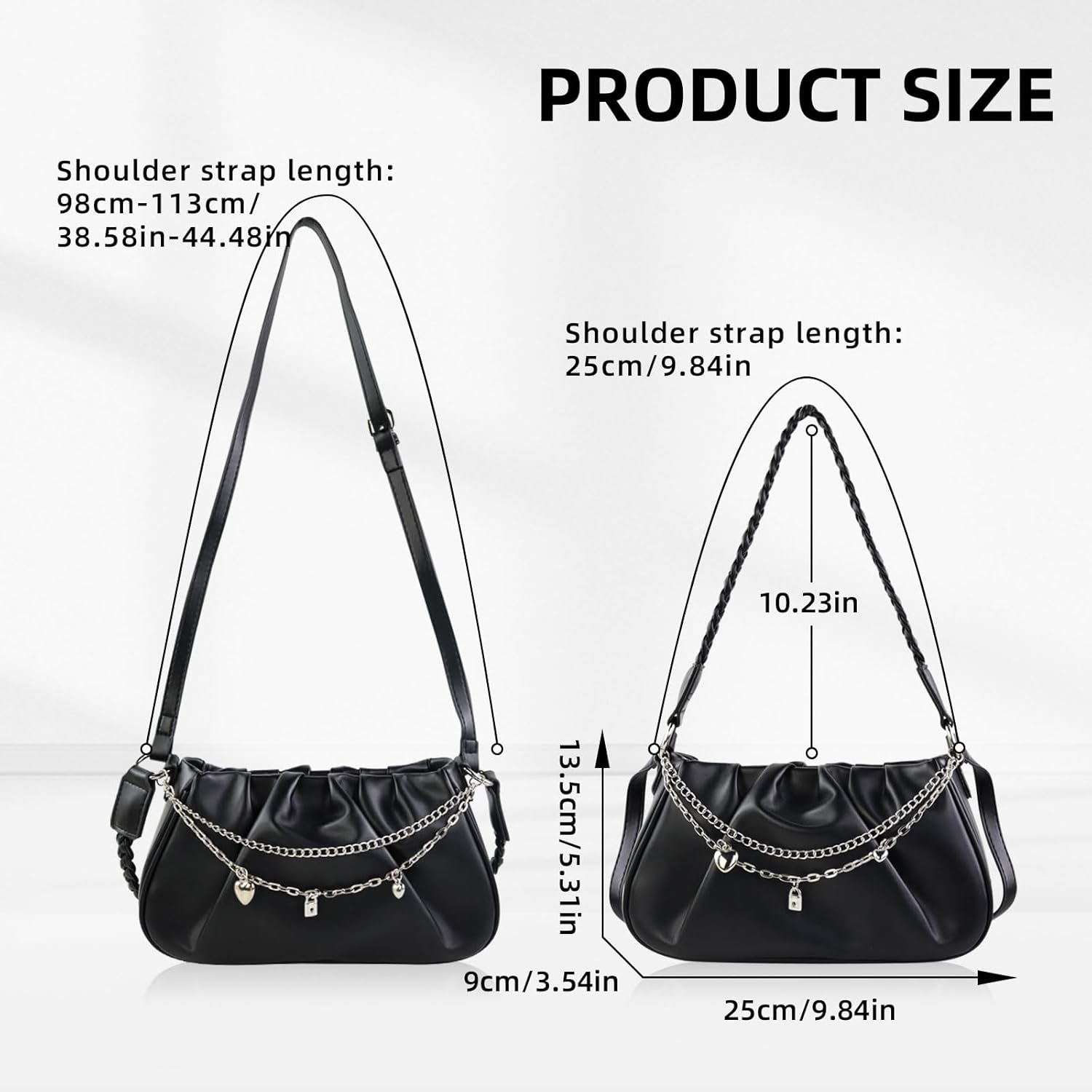 Women‘s Shoulder Bag, Small Y2K Underarm Purse PU Clutch Hobo Handbag Crescent Bag with Zipper Pocket - Image 3