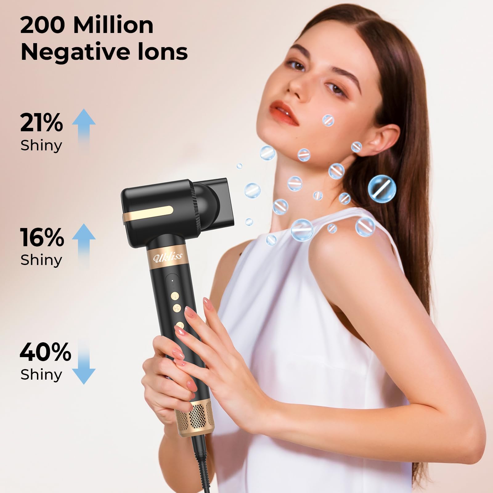 UKLISS Airstyler Multistyler 7 in 1, 1400 W, spazzola ad aria calda, asciugacapelli con 3 temperature, ferro arricciacapelli da 30 mm con aria, asciugacapelli con diffusore, spazzole per lo styling