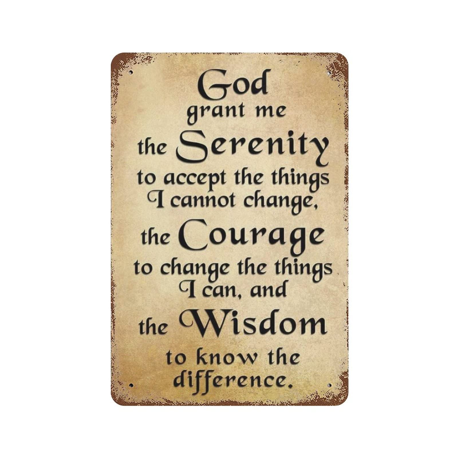 AOOEDM God Serenity Prayer Vintage Metal Sign Tin Sign for Home Bar Pub Kitchen Man Cave Tin Sign Wall Decor Poster Wall Plaque