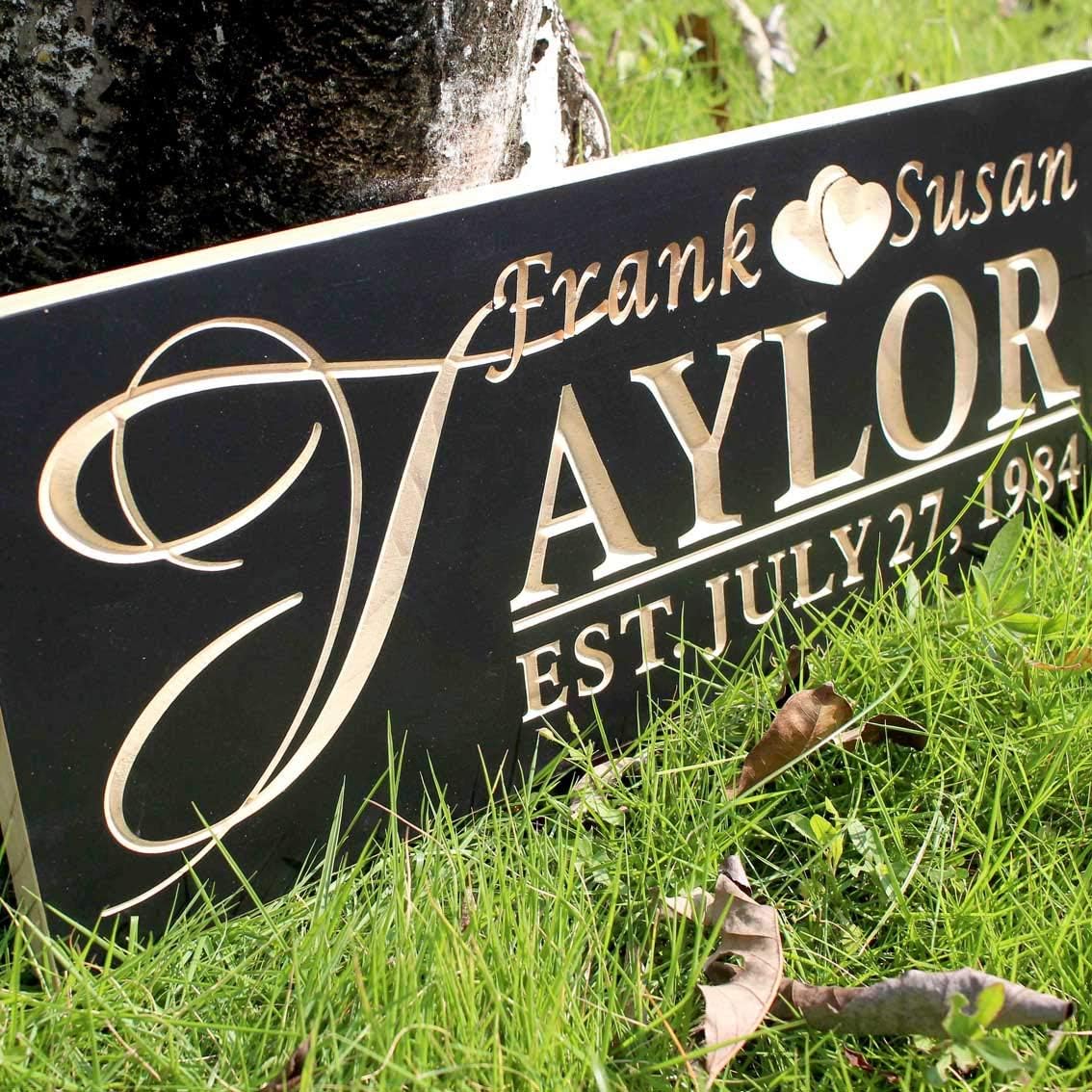 ADVPRO Personalized Last Name Rustic Home Décor Wood Engraving Custom Wedding Couples Anniversary Established Anniversary Wooden Signs 23 x 9.25 st18s62-wpc0003-tm-n