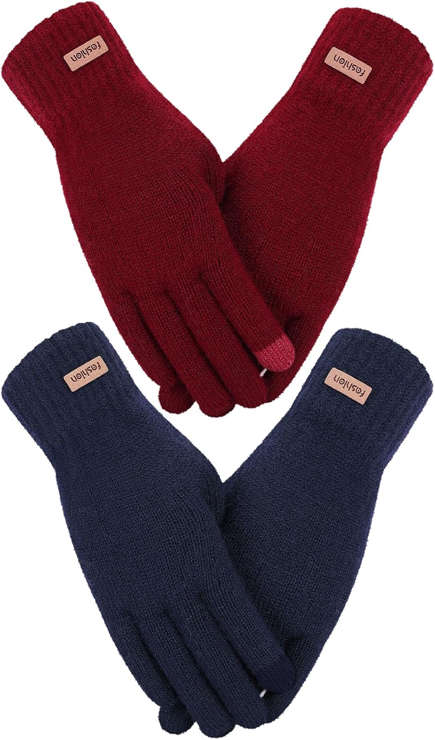 Winter Gloves Women, Touchscreen Warm Lining Glove, Elastic Knitted Gloves for Women Men