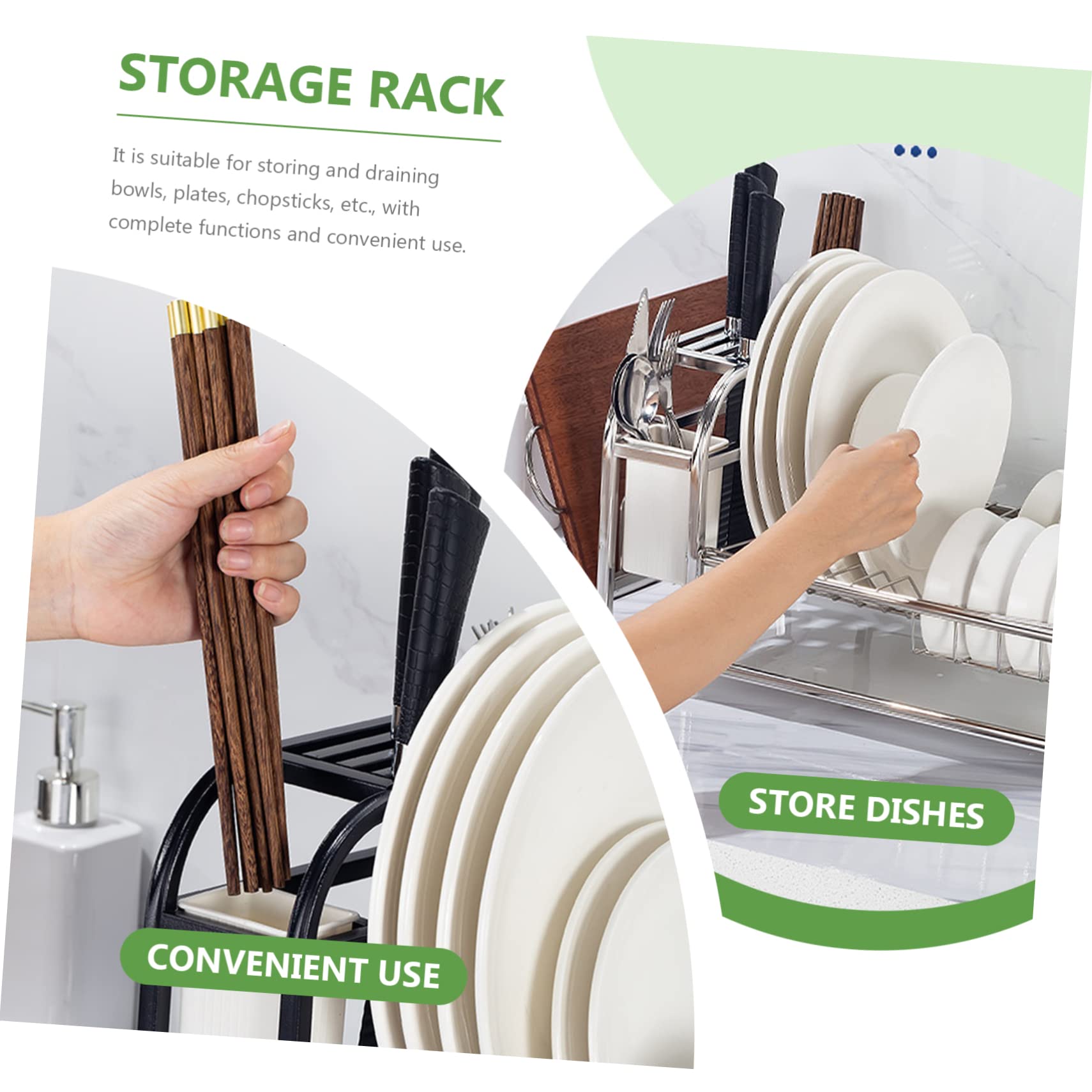 Alipis Égouttoir à Vaisselle Gain de Place Cuisine Support de Rangement Pratique en Acier Inoxydable Noir pour Bols, Assiettes et Baguettes