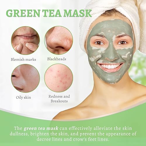 Miniatura 5 de ANAI RUI Máscara de té verde, máscara de arcilla para limpieza profunda sin poros, máscara facial de té verde, removedor de puntos negros con