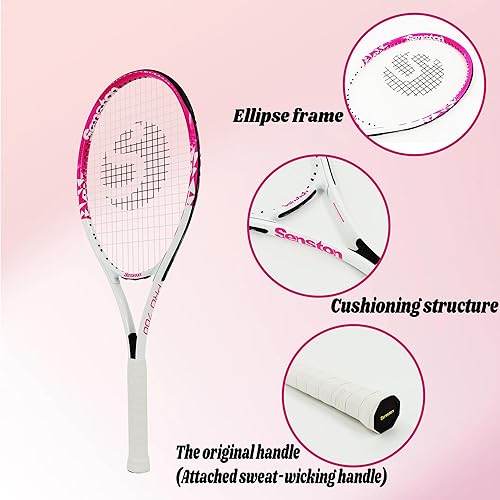 Miniatura 4 de Raquetas de tenis Senston para adultos de 27 pulgadas - Juego de raquetas de tenis para 2 jugadores con 3 pelotas, 2 empuñaduras, 2 amortiguadores