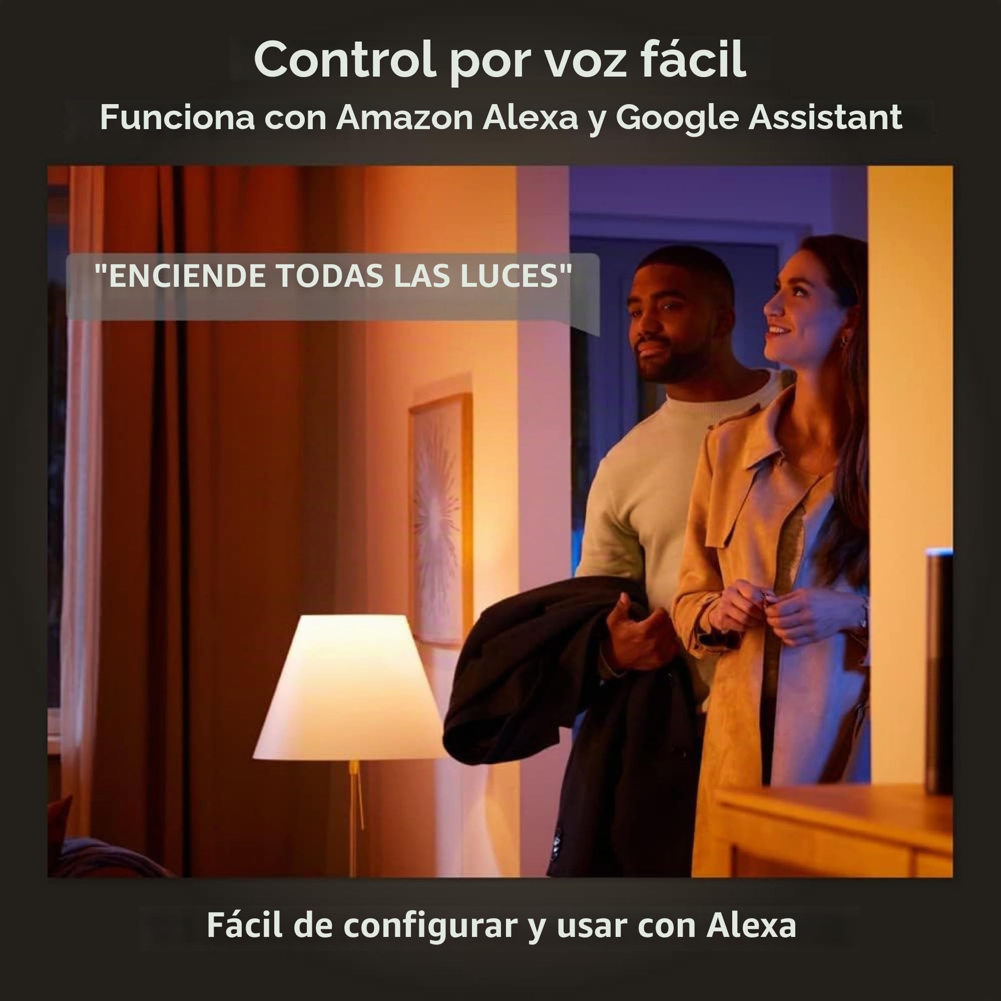 Philips Hue Lámpara, Hue Sana, Aplique Mural LED Inteligente, Luz Blanca, Compatible con Alexa y Google Home, Color Negro