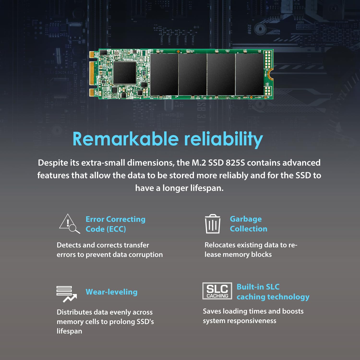 Transcend MTS825 250GB M.2 2280 SATA III SSD, Up to 500MB/s