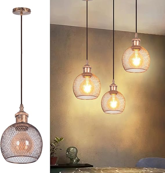 TWSXTE E27 Vintage hanglamp, industriële retro plafondlamp, vintage stijl kooikroonluchter, binnenverlichting, keuken woonkamer eetkamer slaapkamer lamp, verstelbare touwdecoratie