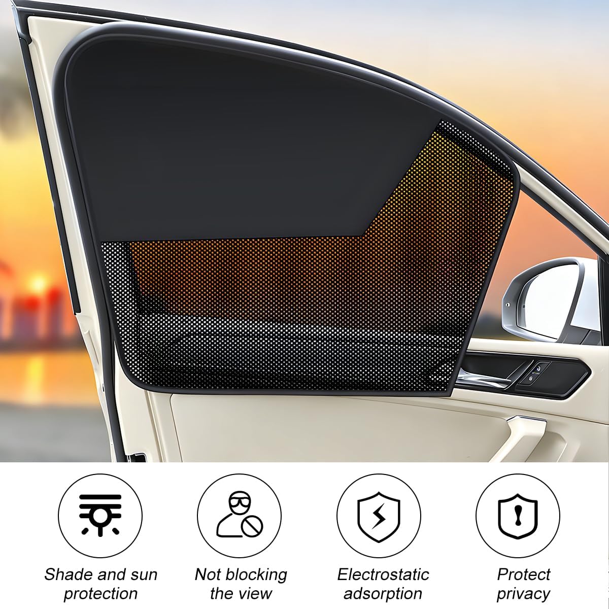 Car Window Shades, 4PCS Block Light Magnetic Vehicle Side Full Window Covers, UV Protection Automotive Sun Shade Privacy Curtains, Universal for Automobile Sedan Truck