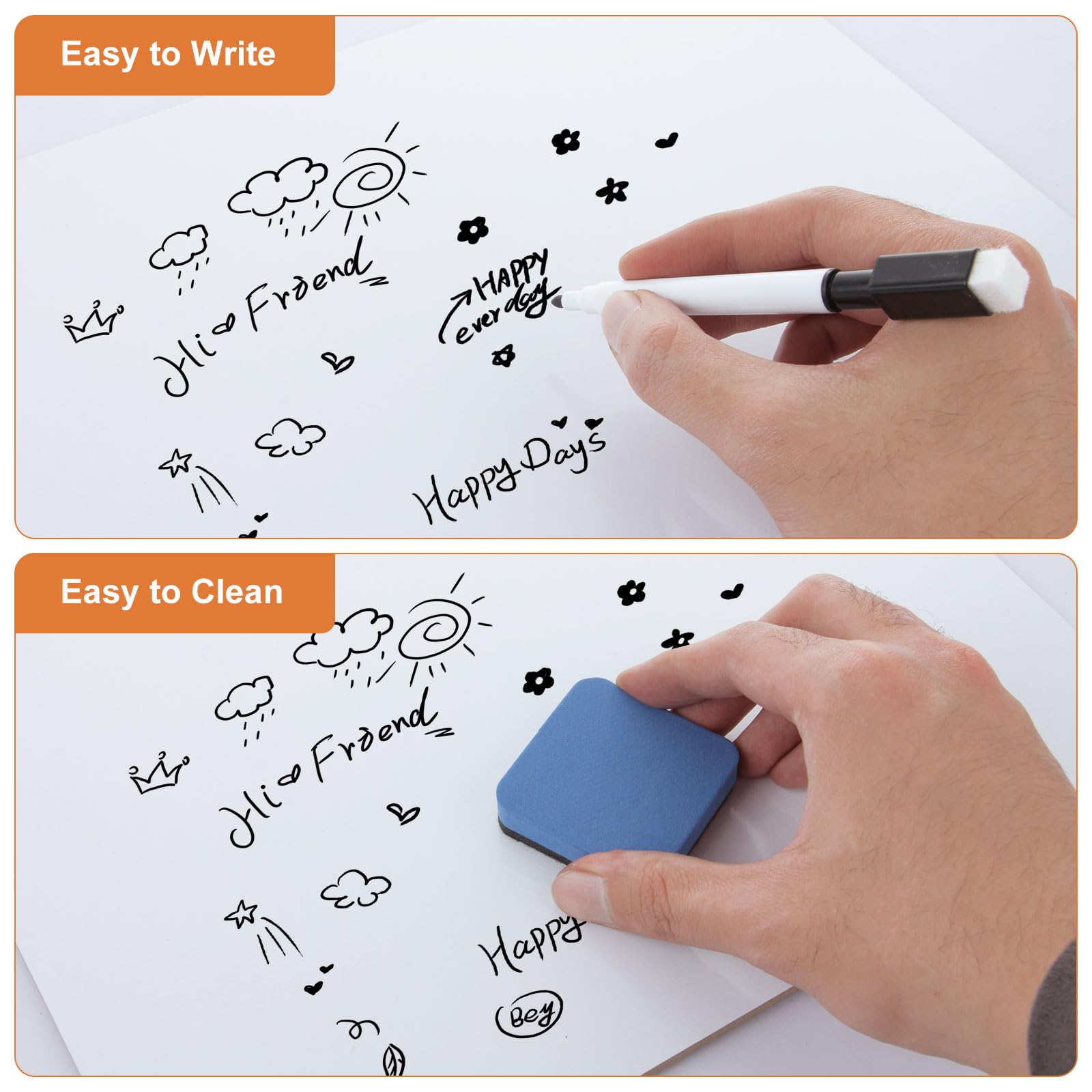 DAJAVE 15 Pcs Small Whiteboard A4 Mini Whiteboard and Pen Dry Erase White Board Double Side White Boards for Students Teachers Classrooms Homes and Offices - Image 4