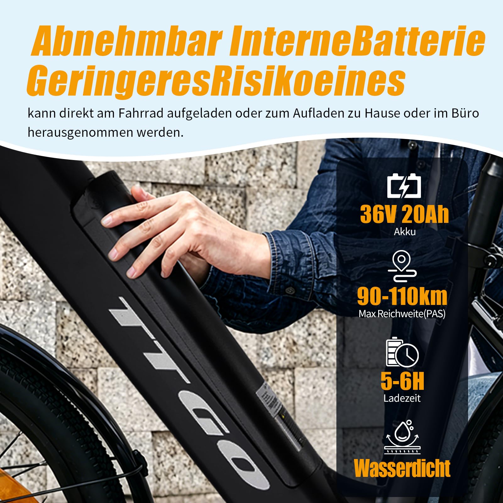 ttgo 28 Zoll E-Bike für Damen & Herren, 250W Heckmotor 36V 20Ah Herausnehmbarem Akku, 7-Gang 25 km/h, 90-110 km Reichweite, City E-Bike für Alltag & Stadtverkehr, HZ-28ST