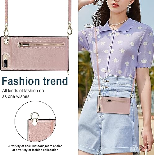 Miniatura 3 de Jaorty Funda cruzada para iPhone 8 Plus7 Plus con tarjetero para mujer, iPhone 7 Plus con correa para hombre, cierre magnético de piel sintética con