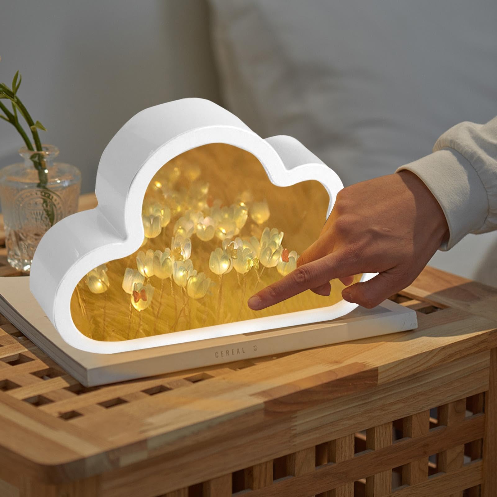 Veilleuse Miroir Tulipe Nuage Bricolage, Lampe Tulipe Nuage De Bureau