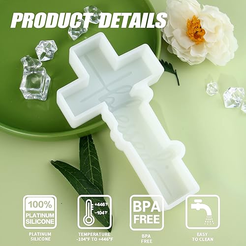 Miniatura 5 de Molde de resina refrescante con colgante de cruz de fe molde de silicona religiosa para hacer cuentas de aroma para automóvil fresco jabón resina