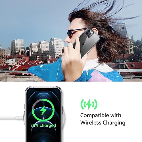 Miniatura 7 de DASFOND Funda transparente diseñada para iPhone 12 Pro Max, no amarilla 15 pies de grado militar, funda protectora de silicona suave delgada para