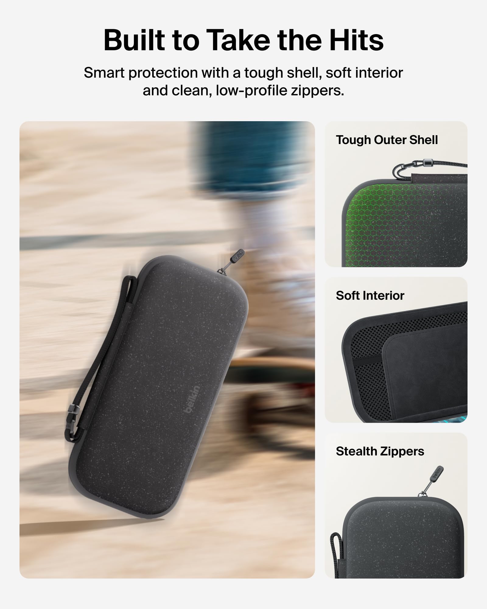 Belkin Gaming Nintendo Switch 2 Case Travel Bag with AirTag Holder & Game Card Storage Pocket - Portable Lightweight Carrying Case with Hard Shell & Soft Interior, Gaming Travel Essentials — view 6