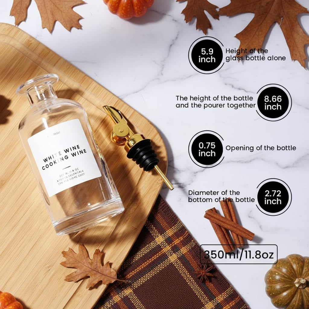 Molimoli - Premium Olive Oil Dispenser Bottles for Kitchen with Pourer - Oil and Vinegar Dispenser Set, Glass Dispenser for Kitchen, Dispenser Bottle of 350ml - Set of 2 - Image 4