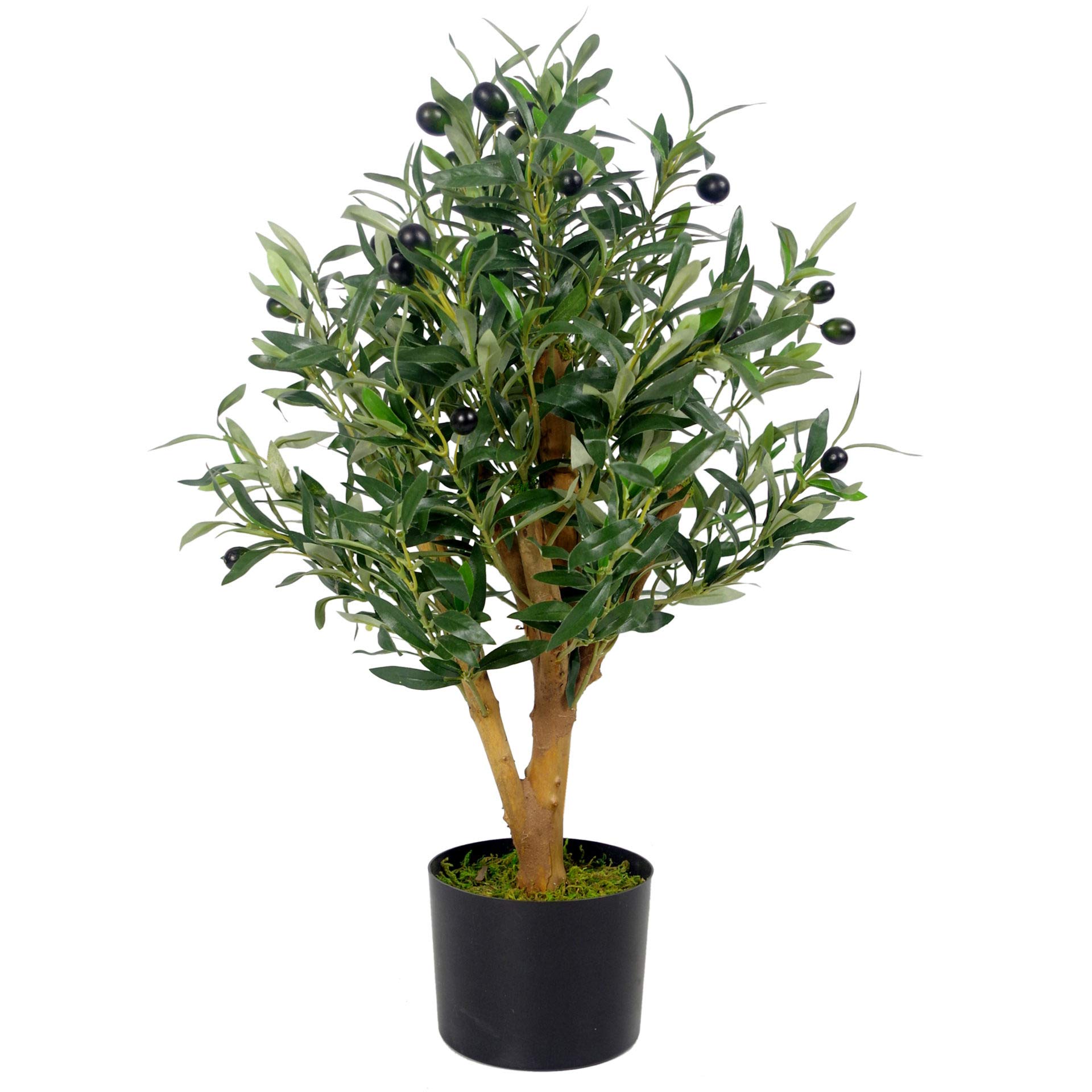 Leaf Design UK Artificial Olive Tree in Black Plastic Pot, 65cm