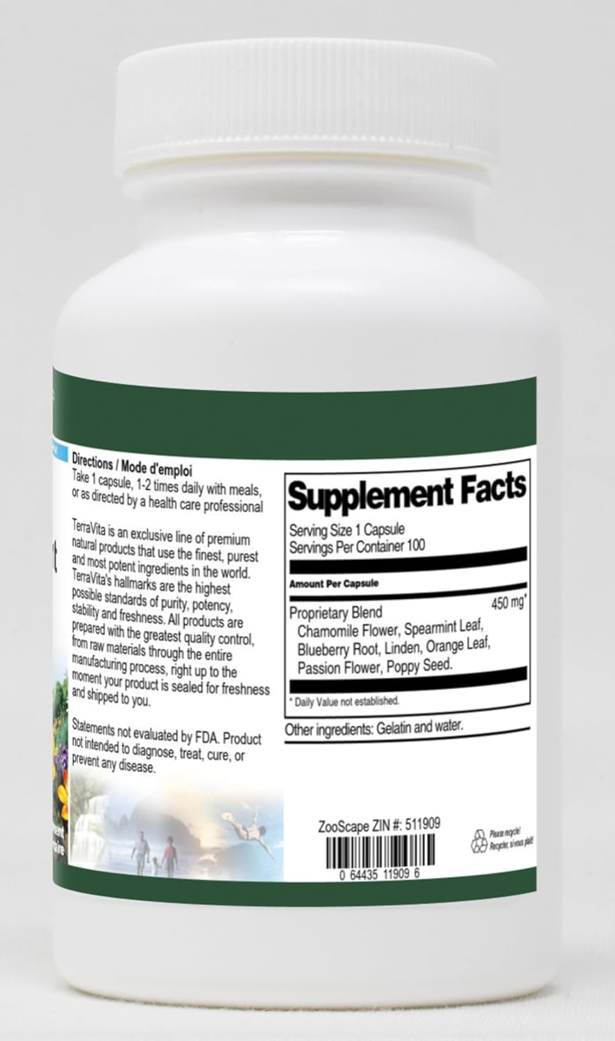 Chamomile, Linden, Spearmint and More - 450 mg (100 Capsules, ZIN: 511909) - 3 Pack