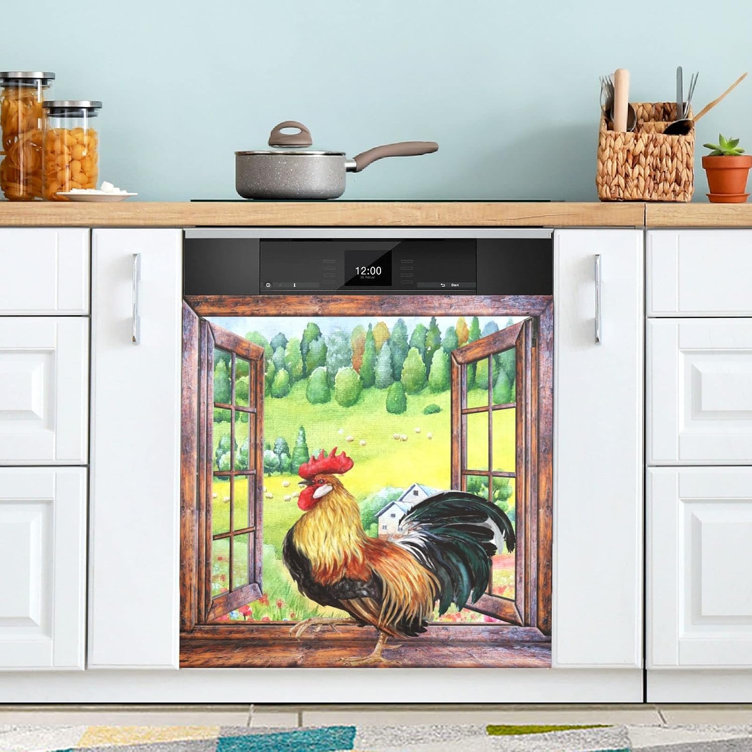 Farm Chicken Dishwasher Cover Rooster Dishwasher