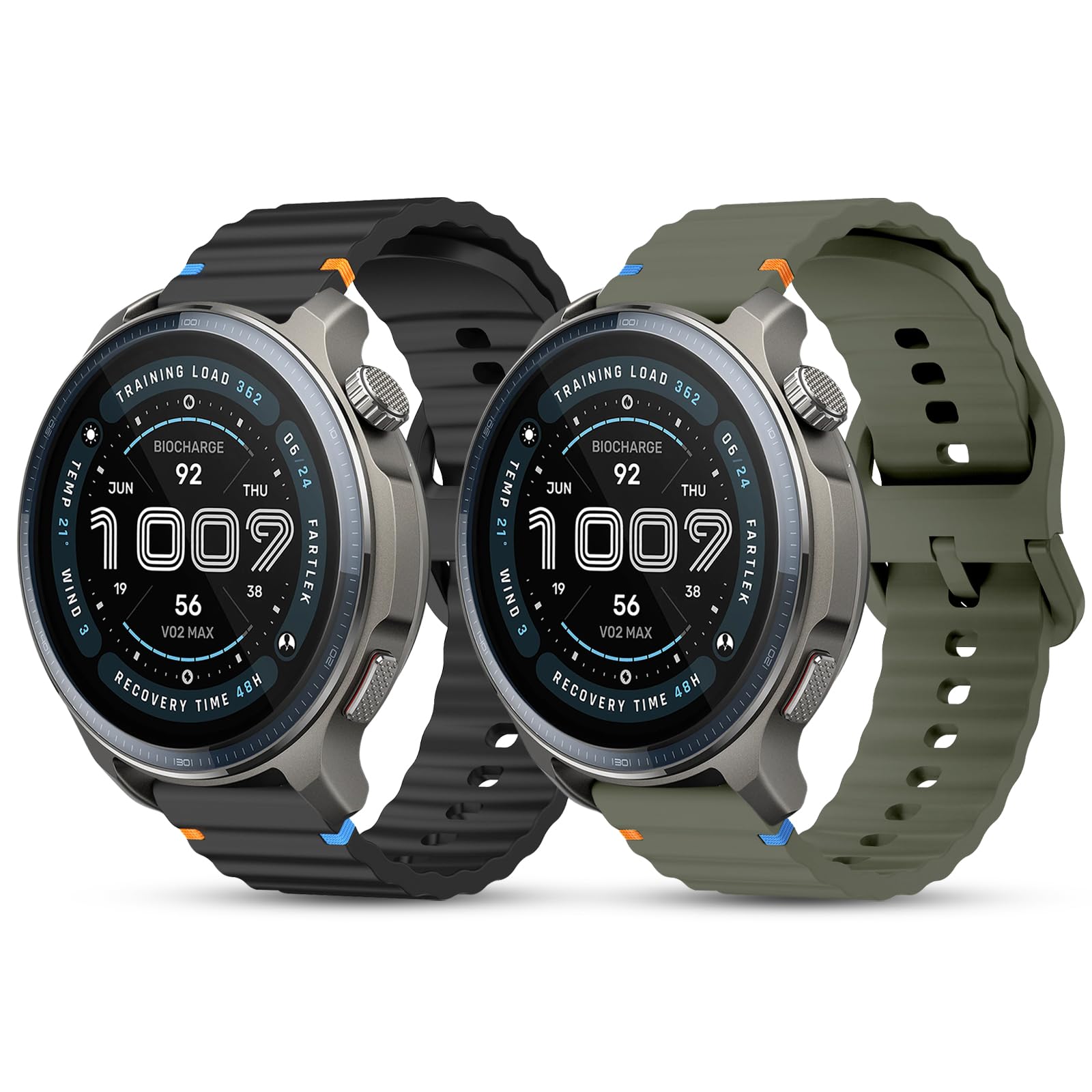 2 Piezas Silicona Correa Compatible con Amazfit Balance/Balance 2/Amazfit Bip 6/Bip 5/Amazfit Cheetah/Amazfit Cheetah Pro, 22mm Ajustable Pulseras de Repuesto para Amazfit Bip 6.(No host)