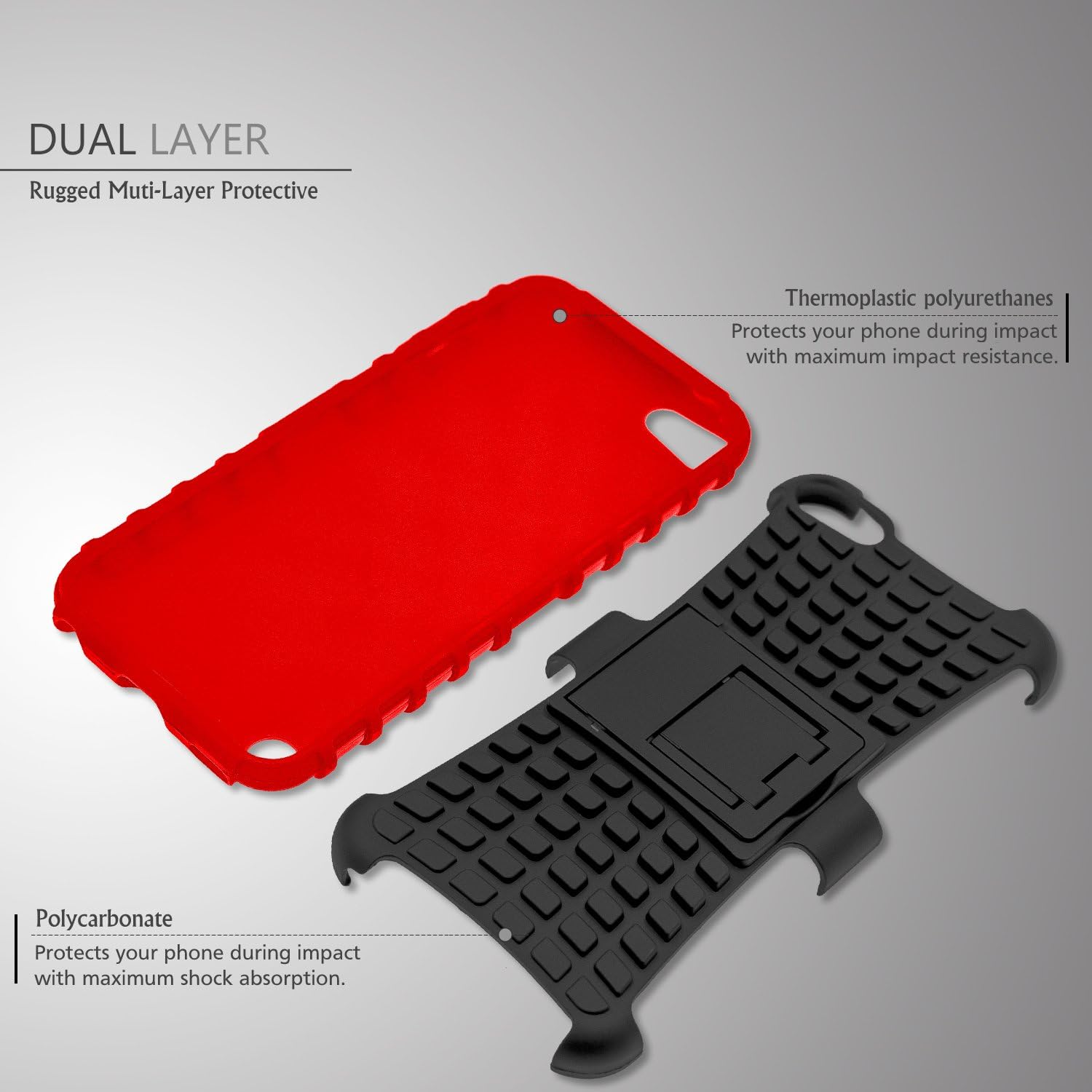 iPod Touch 7 Case,iPod Touch 6 Case,iPod Touch 5 Case, SLMY(TM) Heavy Duty Dual Layer Shockproof Hybrid Rugged Cover Case with Built-in Kickstand for Apple iPod Touch 5 / 6 / 7 Red