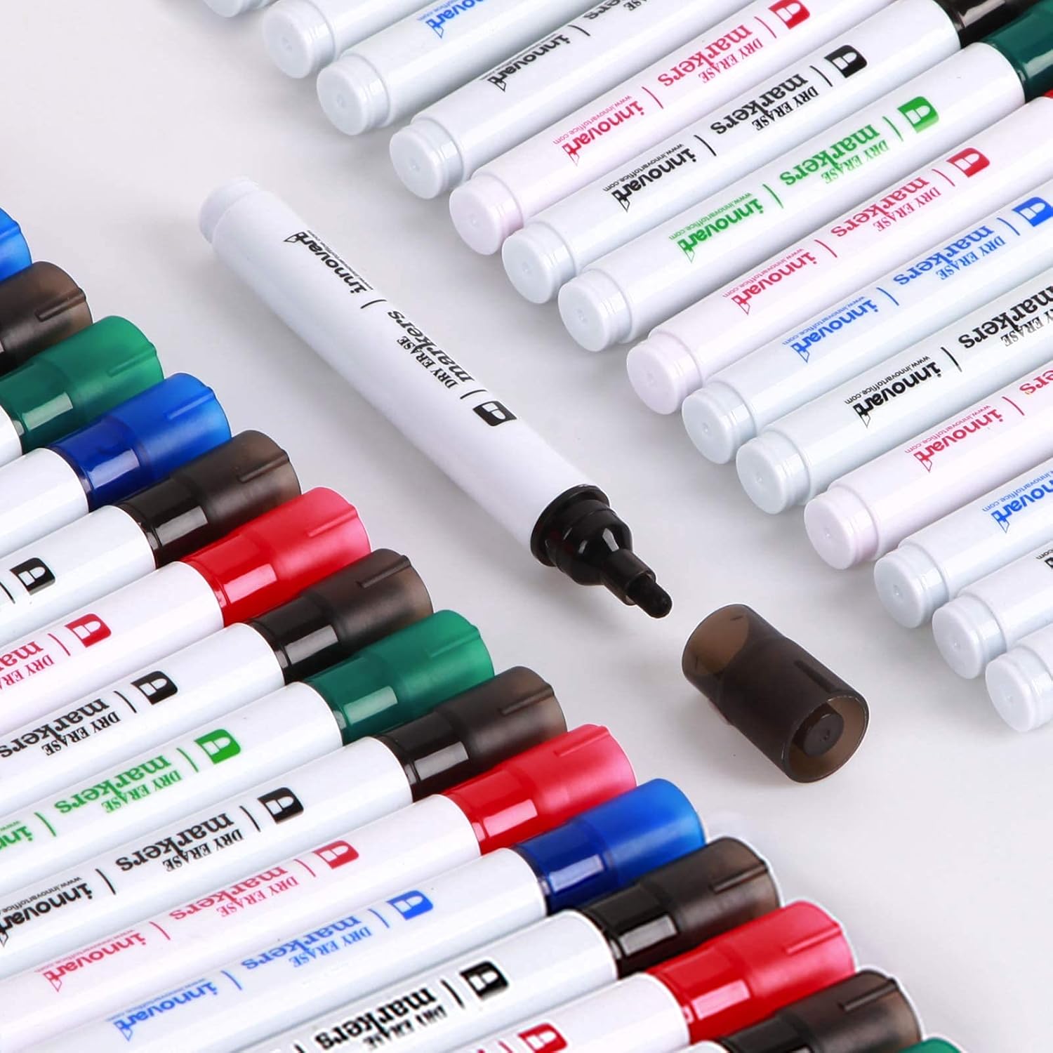Dry Erase Markers Chisel Tip Set of 12, Low Odor Smudge
