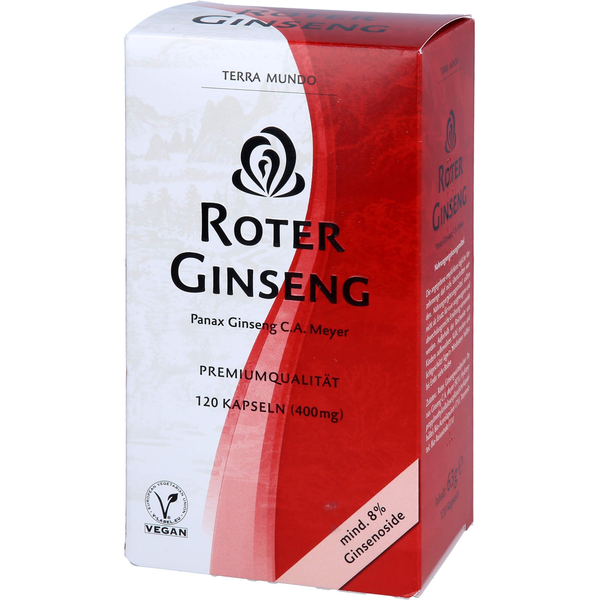 Roter Ginseng 400 mg 8% von Terra Mundo Kapseln