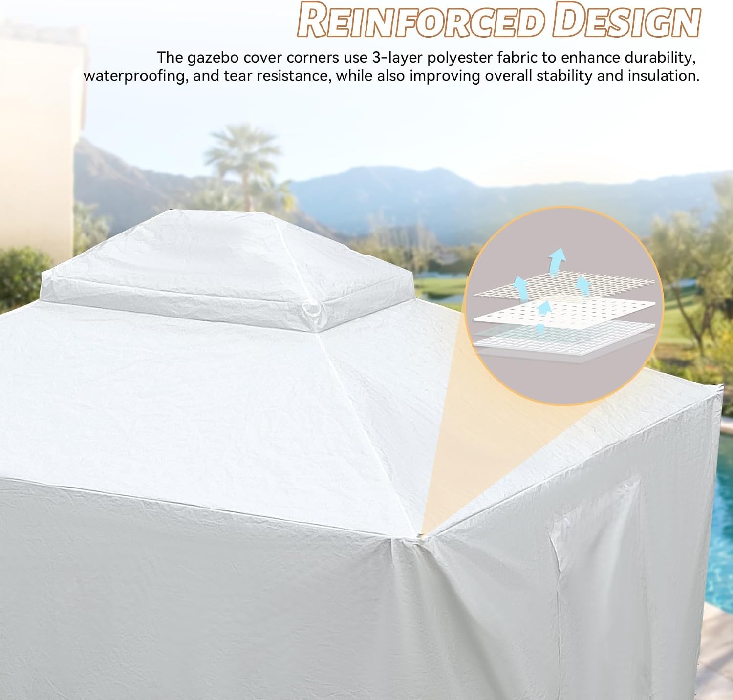 12 x 12 FT Outdoor Gazebo Cover for Hardtop Gazebo, Universal Winter Gazebos Cover with Sidewalls and Mesh Windows, All-Season Used -White (Gazebos Not Included)