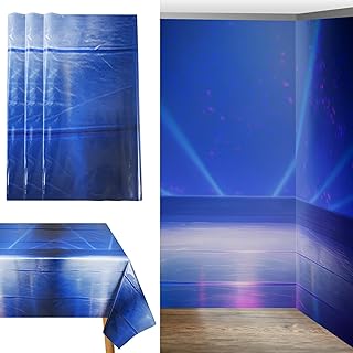3 Pcs Kpop Themed Blue Plastic Tablecloths 54 x 108 Inch, Disposable Table Cloths Rectangle Party Table Covers, Camping Tablecloths for Birthday, School Classroom, Outdoor Picnic