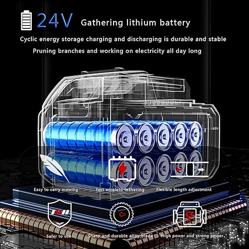 Miniatura 2 de Desbrozadora recargable, longitud telescópica 18.5-30.3in, bajo ruido, peso ligero, ramas fáciles de recortar, poda de jardín y desmalezado (negro +