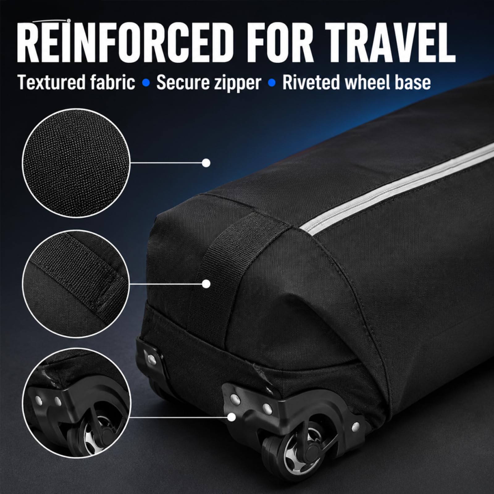Sac de ski rembourré à roulettes pour voyage en avion, le sac de ski rembourré peut accueillir des skis jusqu'à 200 cm.