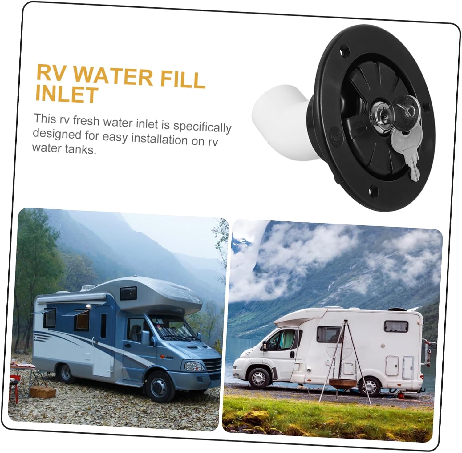 Rv Water Fill Cap Freshwater Inlet Connection for Camper Water Tanks Design Lock Feature Easy Installation Stylish for Rv Modifications