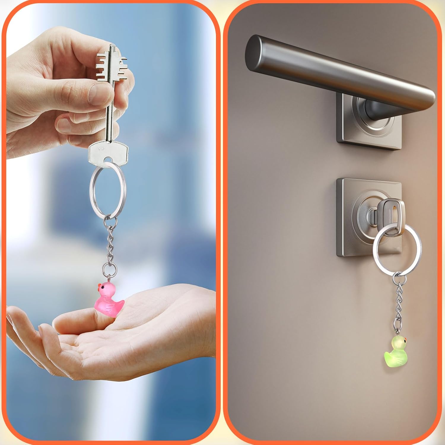 Junkin 48 Pcs Mini Duck Keychains Glow in The Dark Duck Keychains Duckling Party Favors Light up Tiny Duckling for Birthday Gift - Image 4