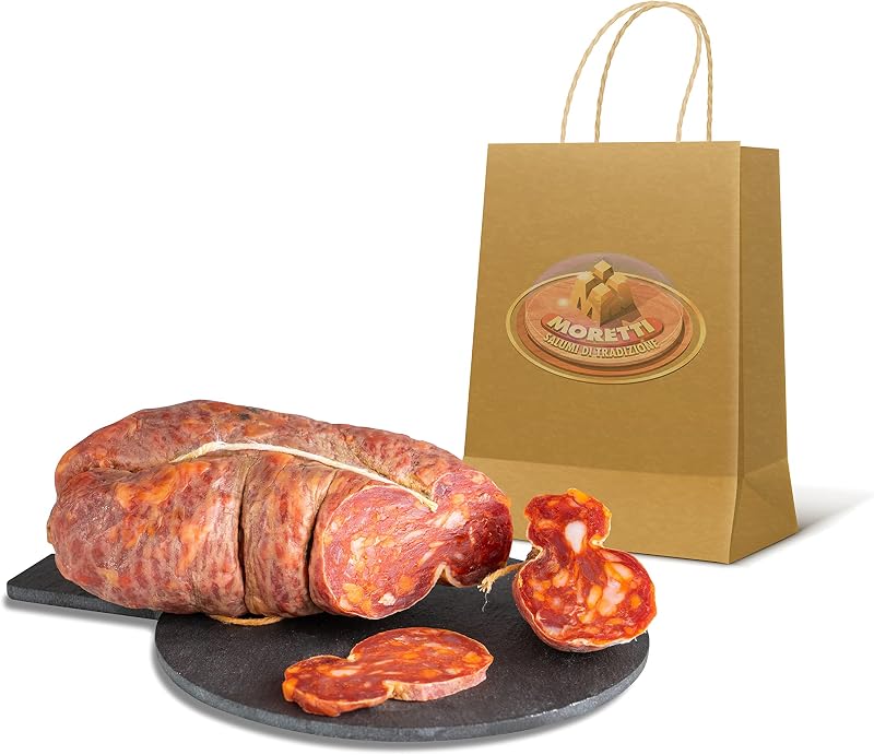 Moretti® Soppressata Stagionata Artigianale | Salame Tradizionale | Prodotto In Calabria (Dolce Rossa 1 confezione 300gr circa)