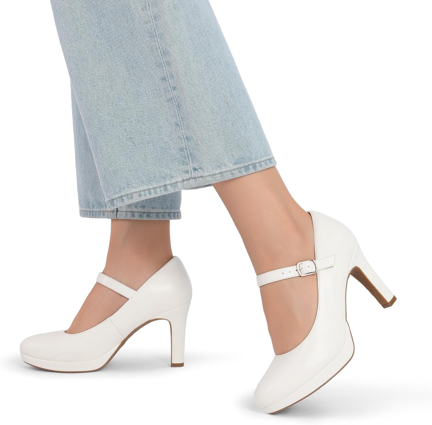 DREAM PAIRS Women's Pumps Close Toe Classic High Heels Round Toe Comfortable Low Platform Mary Jane Dress Shoes - Image 9