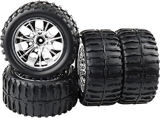 4X 12mm 1/10 RC Tires and Wheels for 1/10 Monster Truck Exceed RC Infinitive HSP Hosim etc