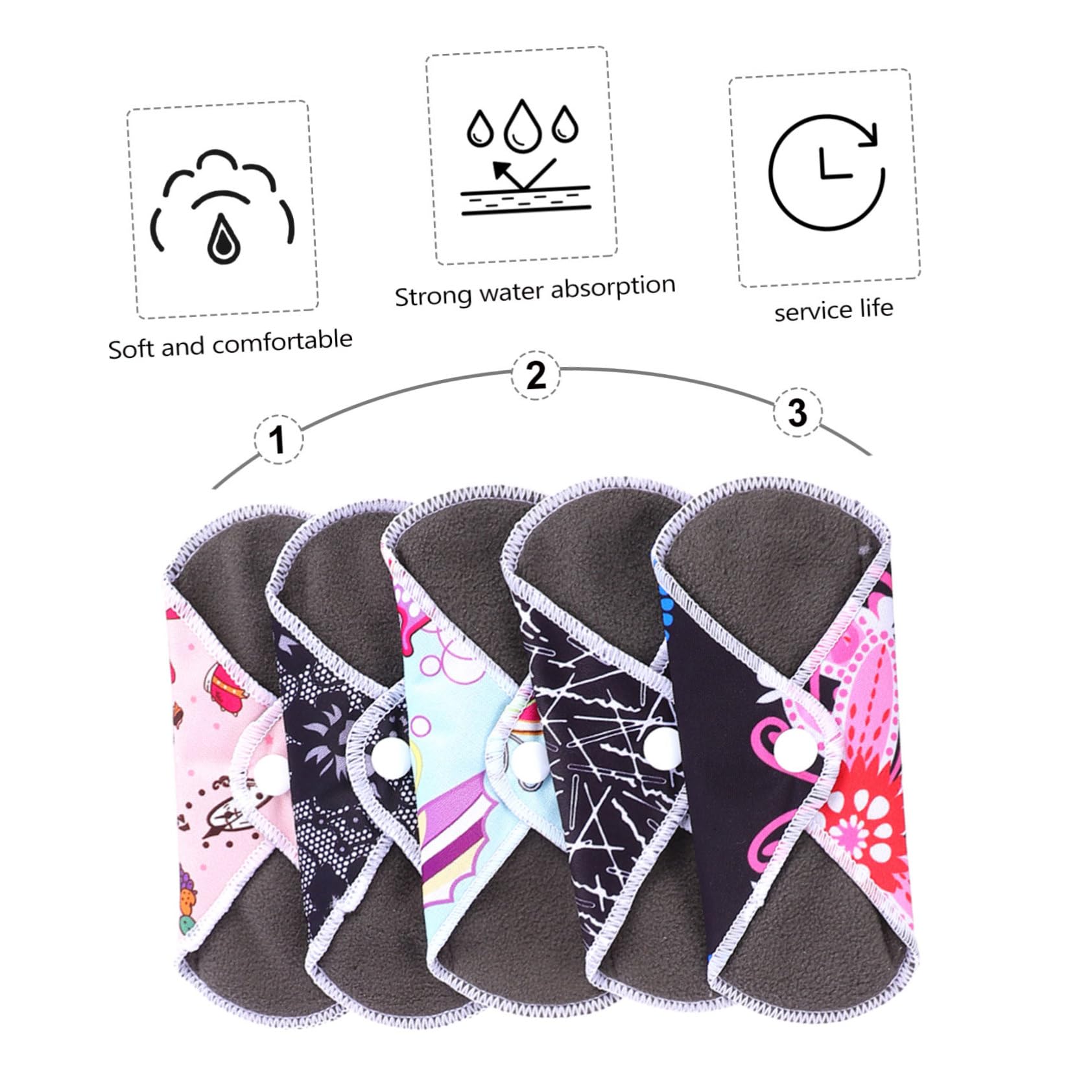2sets Assorbenti Lavabili Con Per Menstruazione e Riutilizzabile Con Per Trasporto Colori Casuali