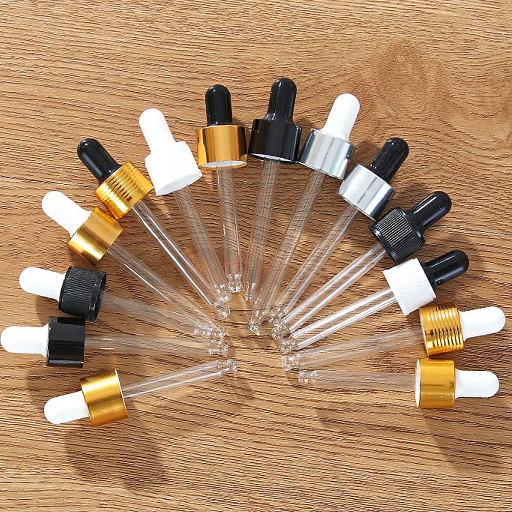 Leere Glasflaschen für ätherische Öle, für Öle, Aufbewahrungsbehälter, Kosmetik, Reiseverpackung, Reagenzmittel, Aromatherapie, Flüssigkeitspipette, nachfüllbar, Reisefläschchen (grün-schwarze