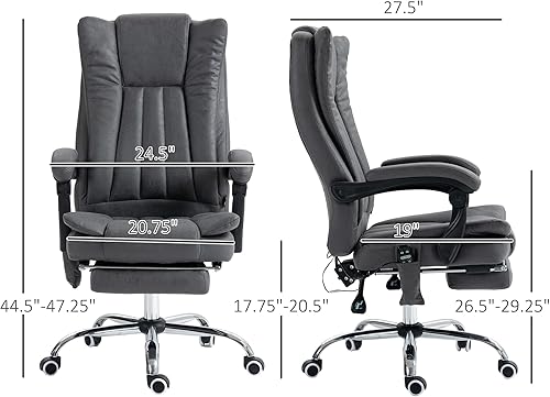 Miniatura 7 de Vinsetto Silla de oficina de masaje de vibración de 6 puntos, silla de computadora con respaldo alto con calor, altura ajustable, respaldo Azul