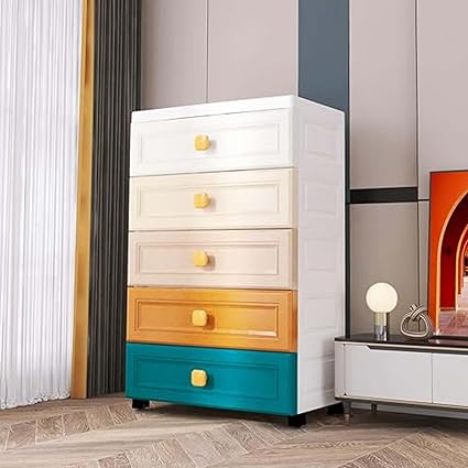 Kuber Industries 4-Layer Multi Storage Drawer Organizer - Cabinet & Chest Of Drawers For Storage - Thin Plastic Rack -Multicolor