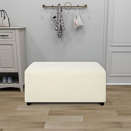 Vista 15 de PureFit Funda otomana rectangular de ajuste suave superelástica, para taburete de pies y muebles de almacenamiento plegables para sala de estar